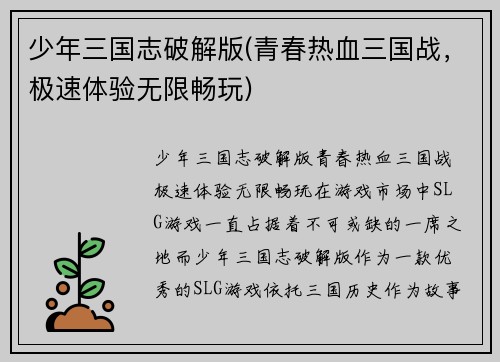 少年三国志破解版(青春热血三国战，极速体验无限畅玩)
